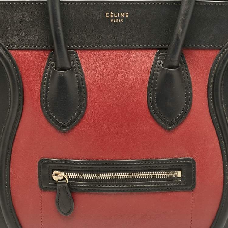 Pre Owned Celine Tricolor Leather and Suede Mini Luggage Tote