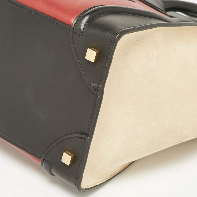 Pre Owned Celine Tricolor Leather and Suede Mini Luggage Tote