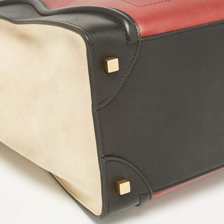Pre Owned Celine Tricolor Leather and Suede Mini Luggage Tote