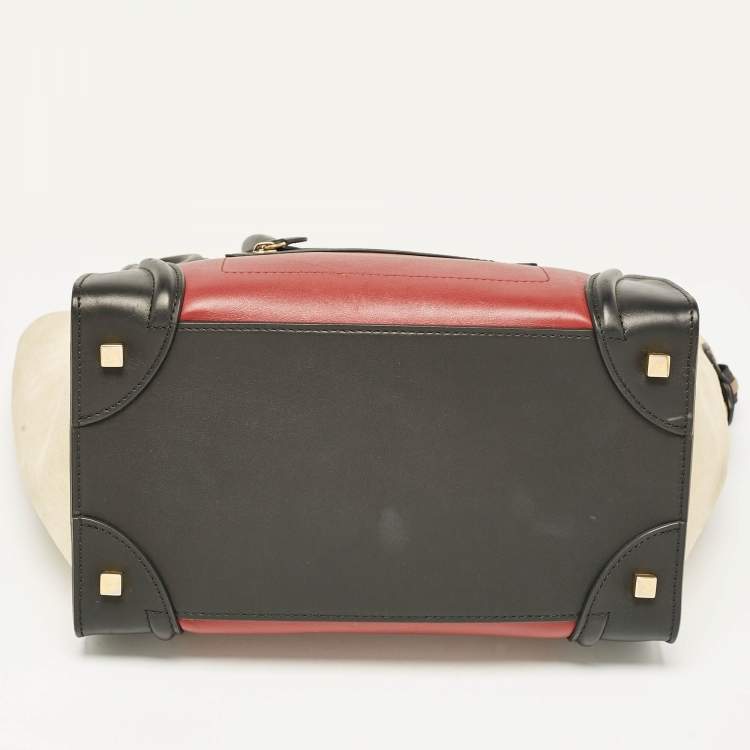 Pre Owned Celine Tricolor Leather and Suede Mini Luggage Tote
