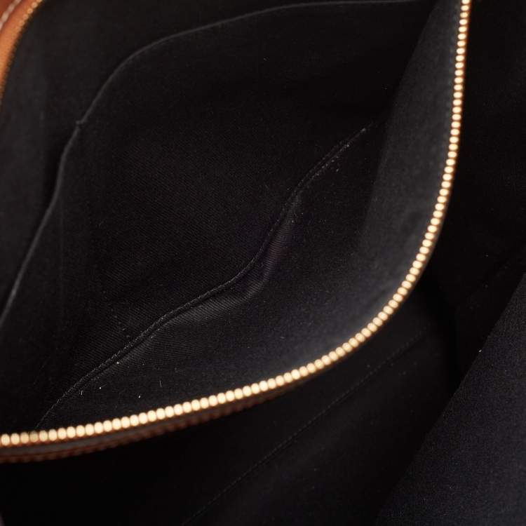 Pre Owned Celine Grey/Brown Wool and Leather Large Vertical Cabas Tote