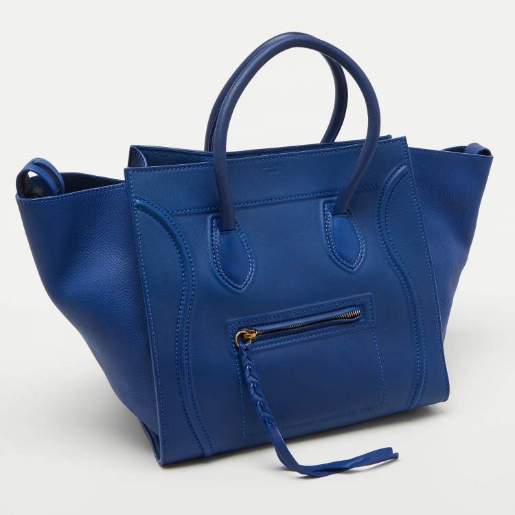 Pre Owned Celine Royal Blue/Orange Leather Medium Phantom Tote
