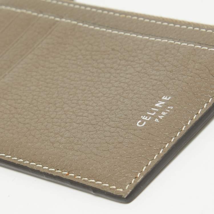 Pre Owned Celine Grey Leather Zip Card Holder