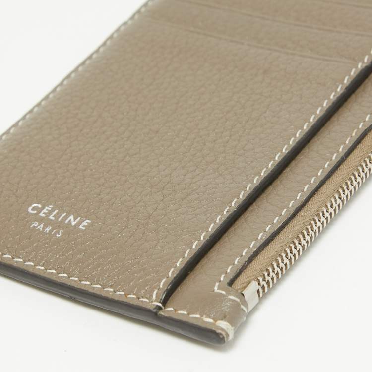 Pre Owned Celine Grey Leather Zip Card Holder