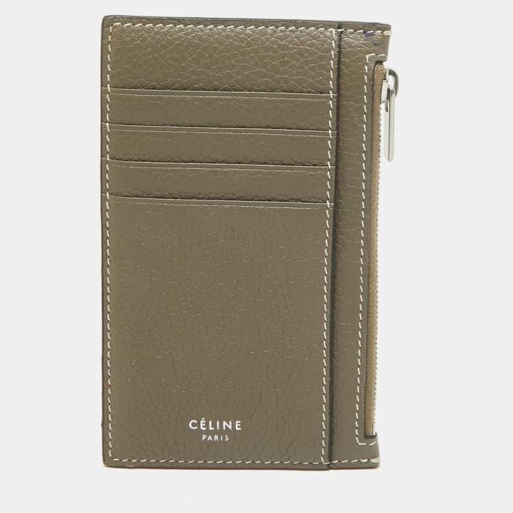 Pre Owned Celine Grey Leather Zip Card Holder