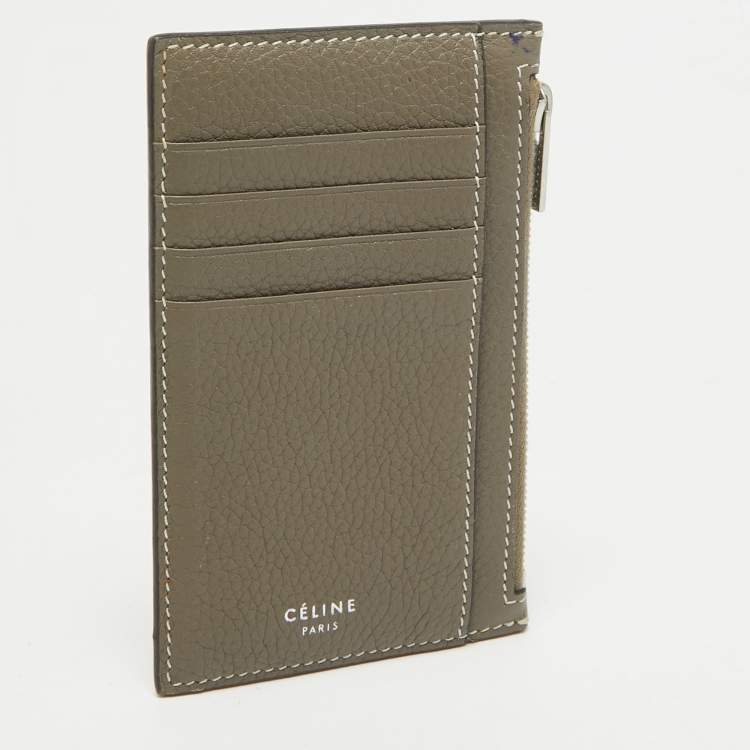 Pre Owned Celine Grey Leather Zip Card Holder