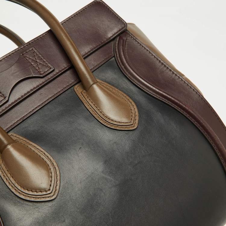 Pre Owned Celine Multicolor Leather Mini Luggage Tote