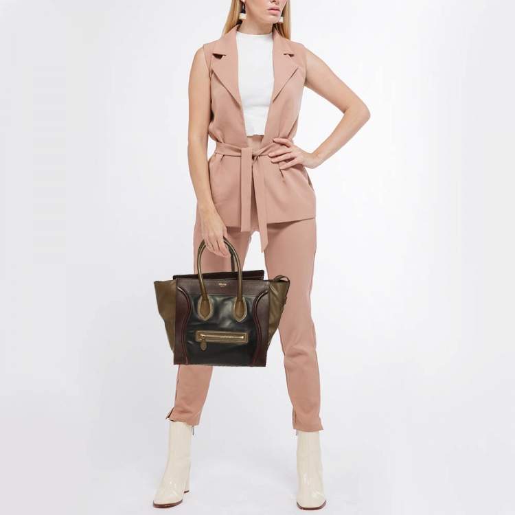 Pre Owned Celine Multicolor Leather Mini Luggage Tote
