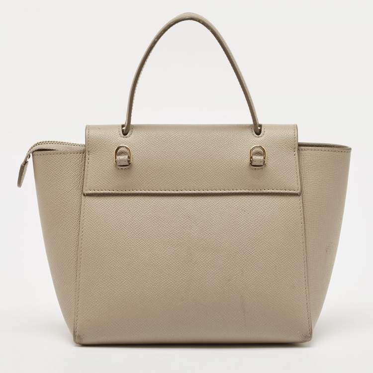 Pre Owned Celine Beige Leather Nano Belt Top Handle Bag