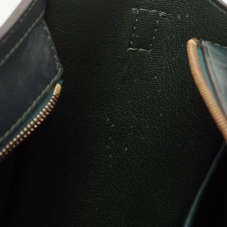 Pre Owned Celine Dark Green Leather Nano Luggage Tote