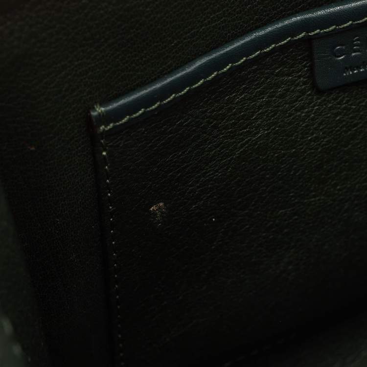 Pre Owned Celine Dark Green Leather Nano Luggage Tote