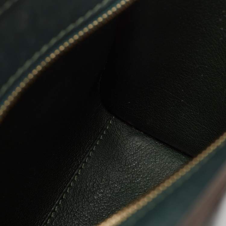 Pre Owned Celine Dark Green Leather Nano Luggage Tote