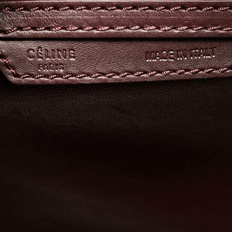Pre Owned Celine Burgundy Leather Mini Luggage Tote
