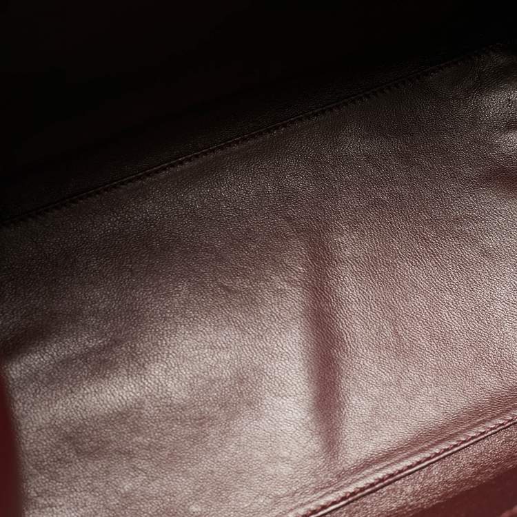 Pre Owned Celine Burgundy Leather Mini Luggage Tote