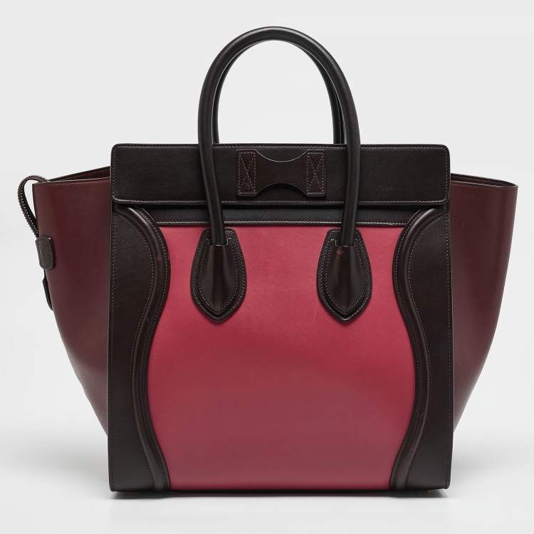 Pre Owned Celine Tricolor Leather Mini Luggage Tote