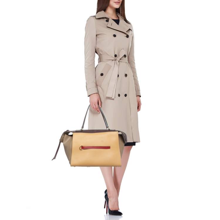 Pre Owned Celine Tricolor Leather Small Ring Satchel