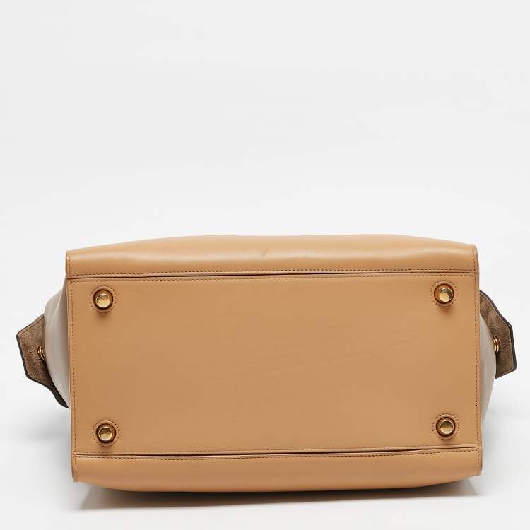 Pre Owned Celine Tricolor Leather Small Ring Satchel