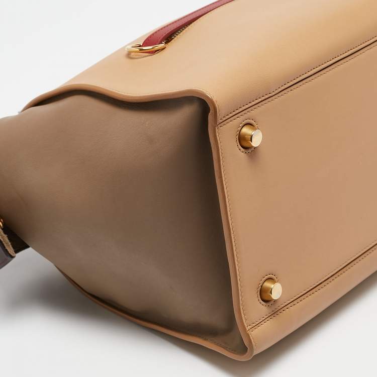 Pre Owned Celine Tricolor Leather Small Ring Satchel