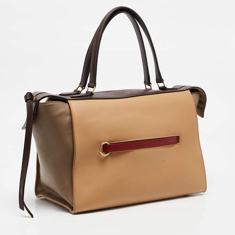 Pre Owned Celine Tricolor Leather Small Ring Satchel