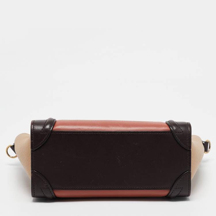 Pre Owned Celine Tricolor Leather Nano Luggage Tote