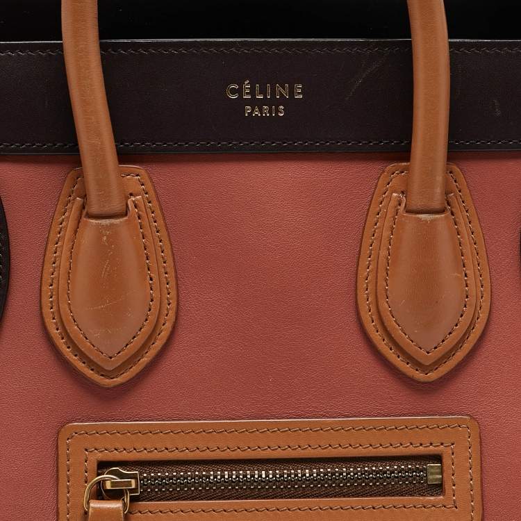 Pre Owned Celine Tricolor Leather Nano Luggage Tote