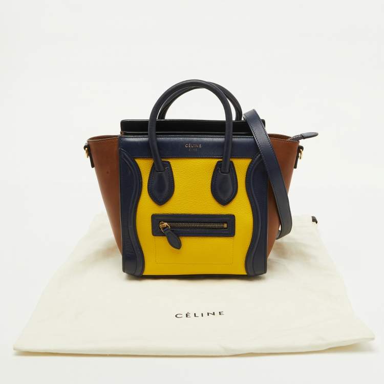 Pre Owned Celine Multicolor Leather Nano Luggage Tote