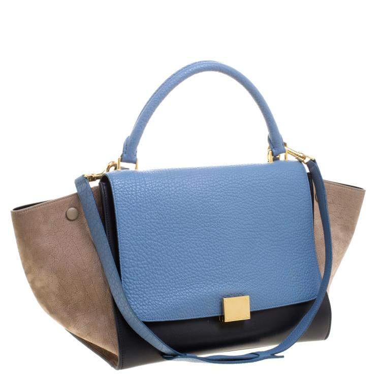 Pre Owned Celine Tri Color Leather Medium Trapeze Bag