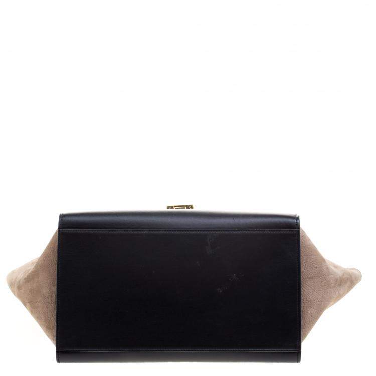 Pre Owned Celine Tri Color Leather Medium Trapeze Bag