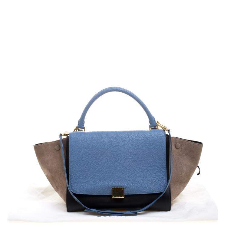 Pre Owned Celine Tri Color Leather Medium Trapeze Bag