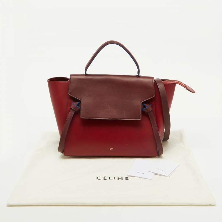 Pre Owned Celine Red/Brown Leather Mini Belt Top Handle Bag
