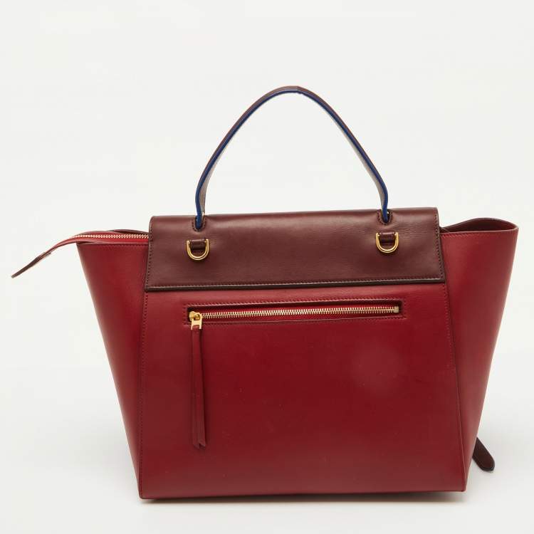 Pre Owned Celine Red/Brown Leather Mini Belt Top Handle Bag
