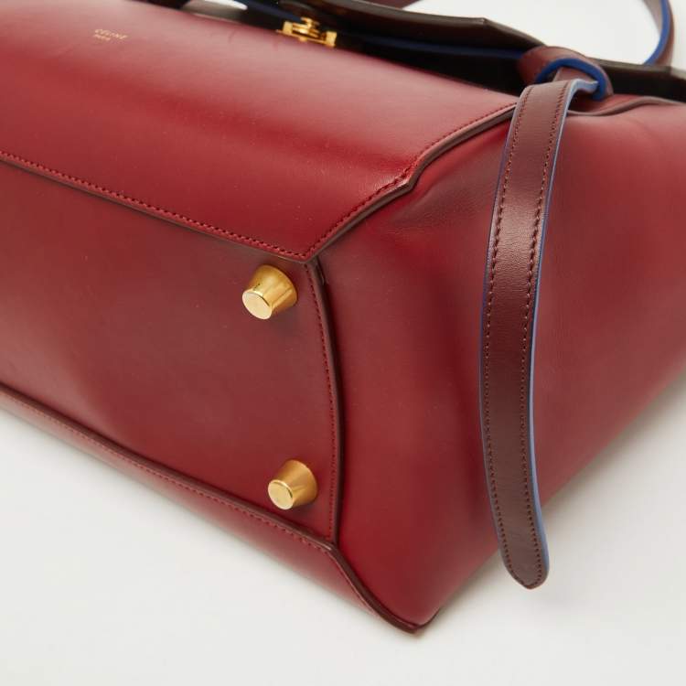 Pre Owned Celine Red/Brown Leather Mini Belt Top Handle Bag