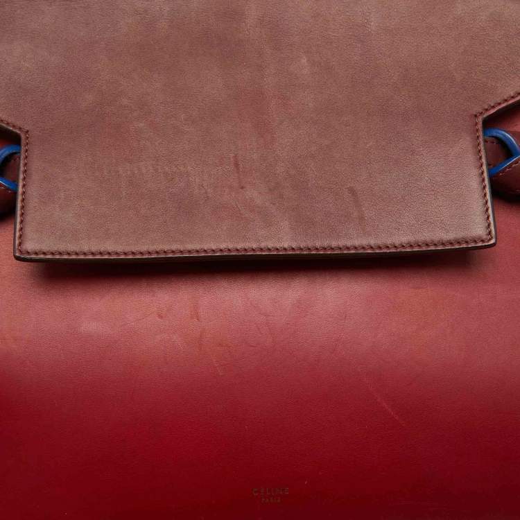 Pre Owned Celine Red/Brown Leather Mini Belt Top Handle Bag