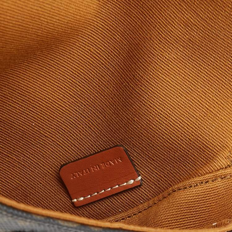 Pre Owned Celine Dark Brown Coated Canvas and Leather Triomphe Triangle Crossbody Bag