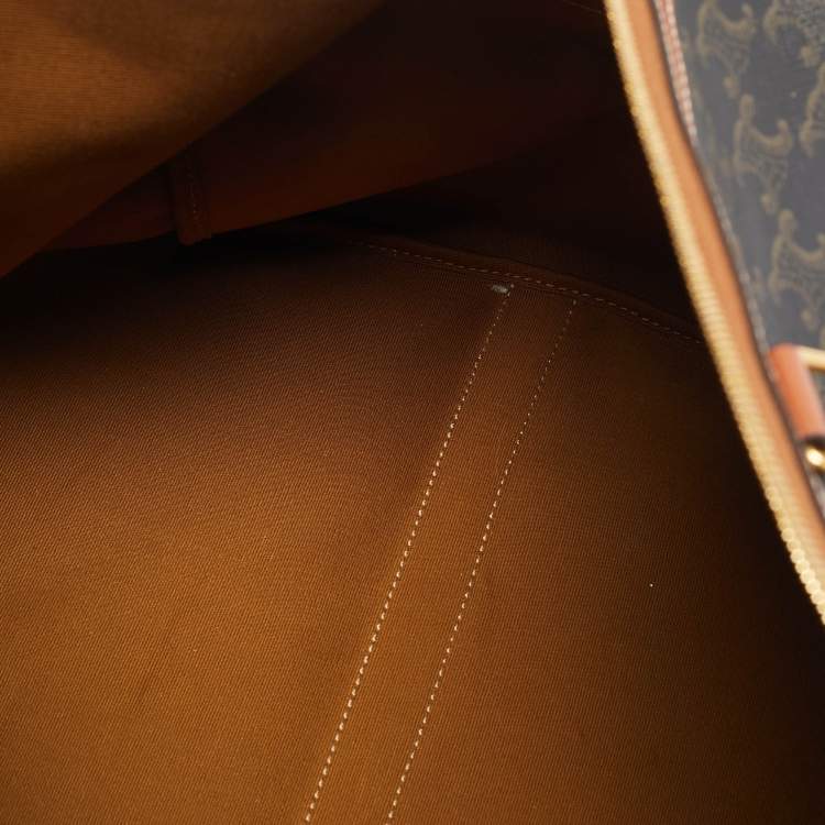 Pre Owned Celine Brown Triomphe Coated Canvas Large Voyage Duffle Bag