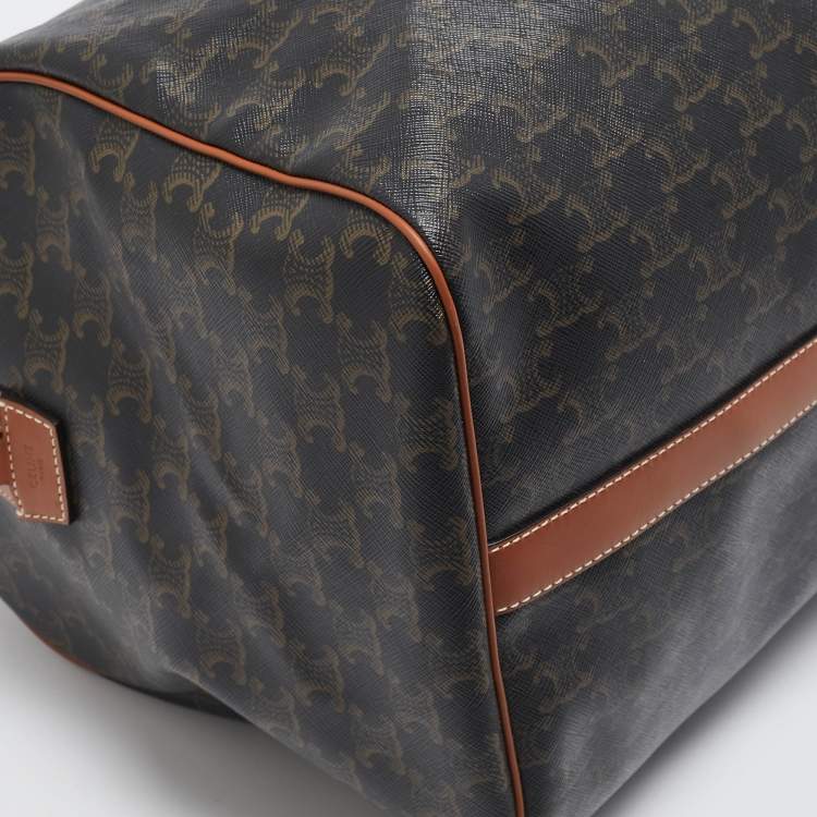 Pre Owned Celine Brown Triomphe Coated Canvas Large Voyage Duffle Bag
