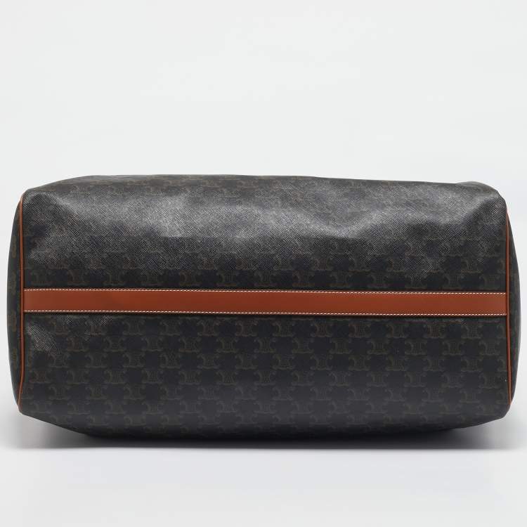 Pre Owned Celine Brown Triomphe Coated Canvas Large Voyage Duffle Bag