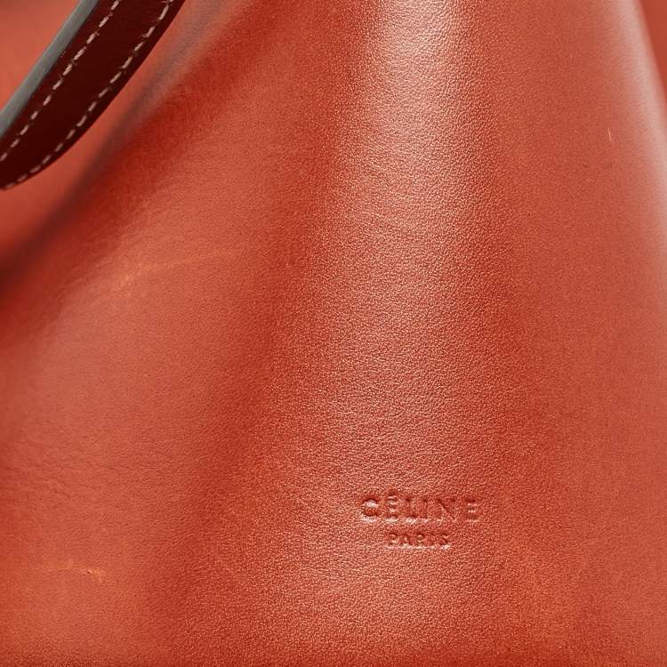Pre Owned Celine Brown Leather Mini Pinched Bucket Bag