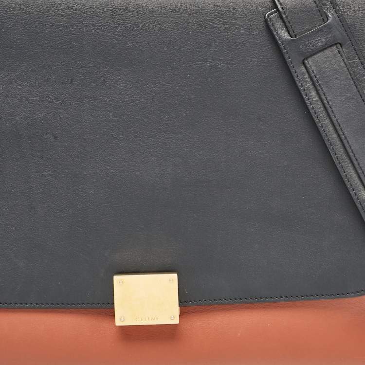 Pre Owned Celine Tricolor Leather Medium Trapeze Top Handle Bag
