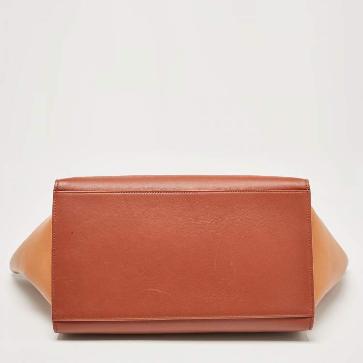 Pre Owned Celine Tricolor Leather Medium Trapeze Top Handle Bag