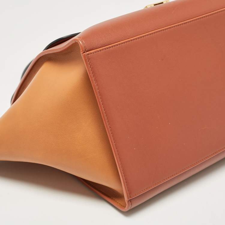 Pre Owned Celine Tricolor Leather Medium Trapeze Top Handle Bag