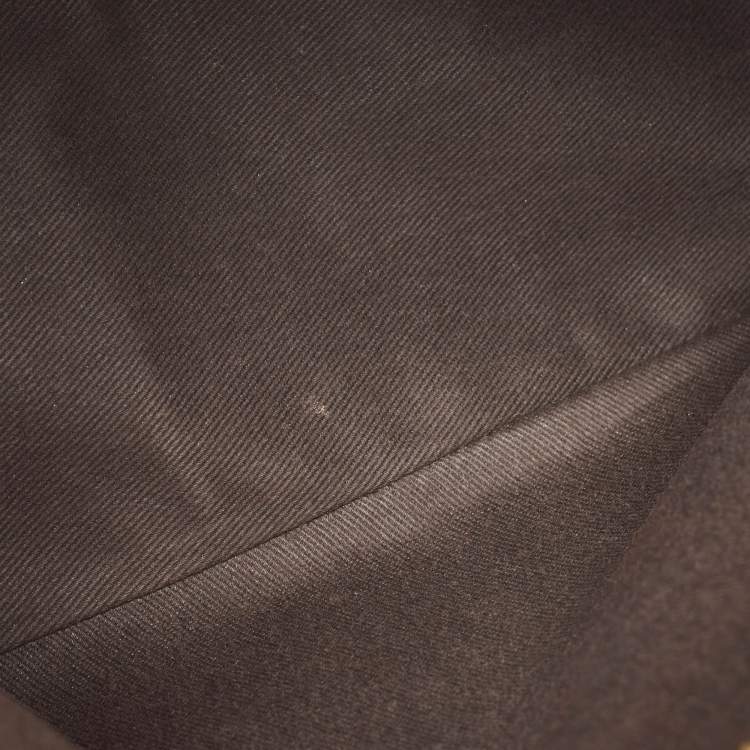 Pre Owned Celine Dark Brown Macadam Coated Canvas and Leather Pochette Bag