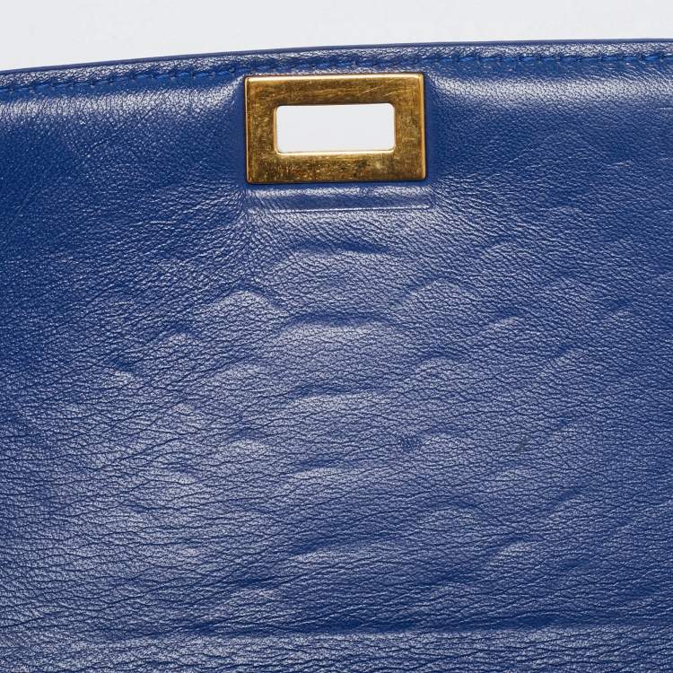Pre Owned Celine Blue Python Medium Classic Box Shoulder Bag