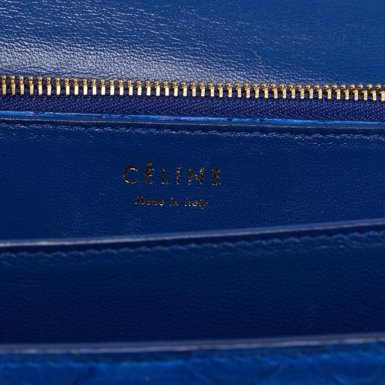 Pre Owned Celine Blue Python Medium Classic Box Shoulder Bag