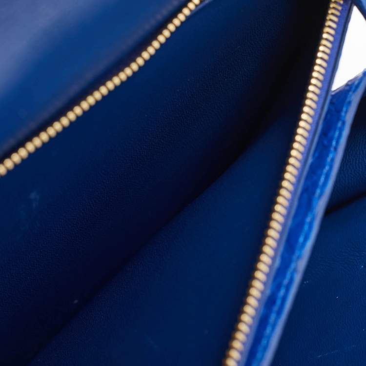Pre Owned Celine Blue Python Medium Classic Box Shoulder Bag