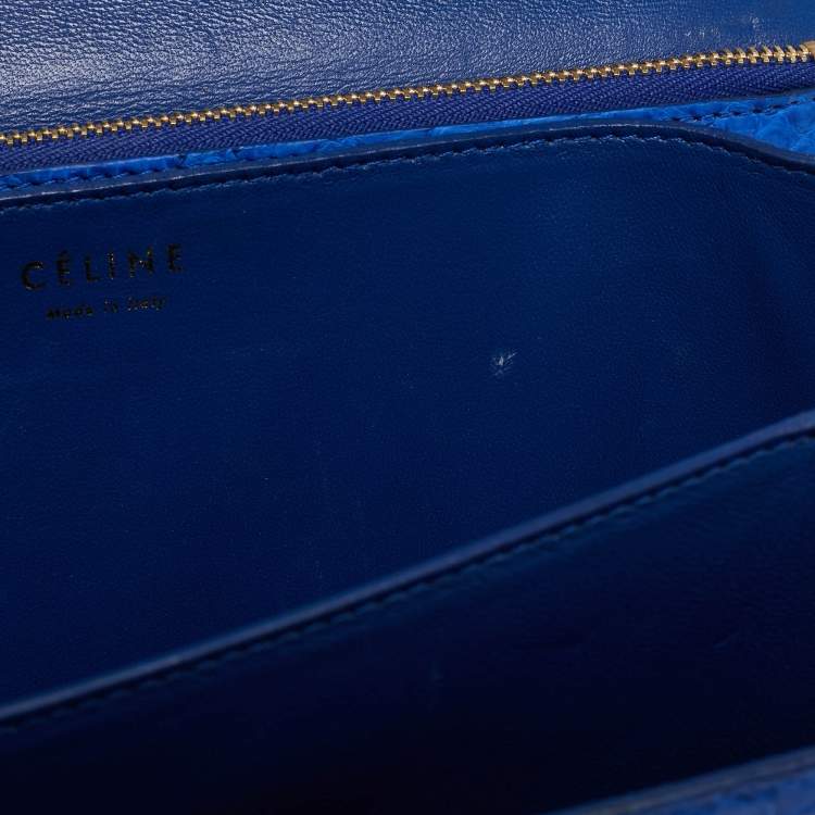 Pre Owned Celine Blue Python Medium Classic Box Shoulder Bag
