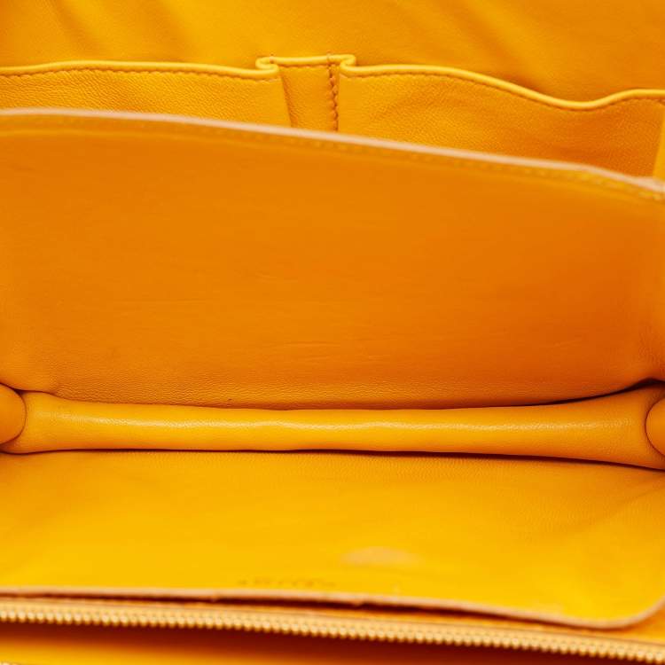 Pre Owned Celine Mustard Python Medium Classic Box Shoulder Bag