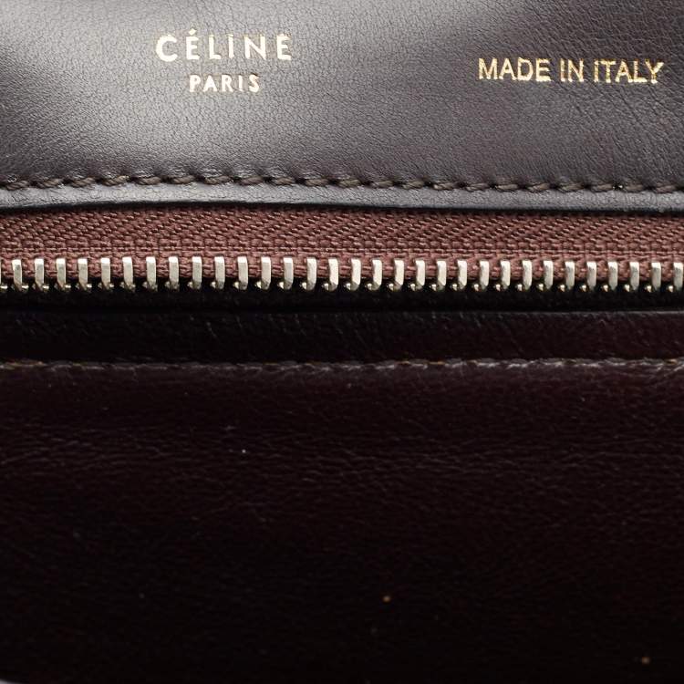 Pre Owned Celine Brown/Black Python and Leather Large Trapeze Top Handle Bag