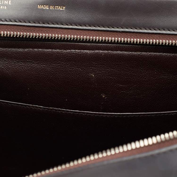 Pre Owned Celine Brown/Black Python and Leather Large Trapeze Top Handle Bag