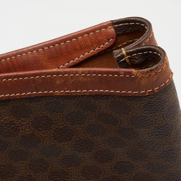 Pre Owned Celine Dark Brown Macadam Coated Canvas and Leather Tote